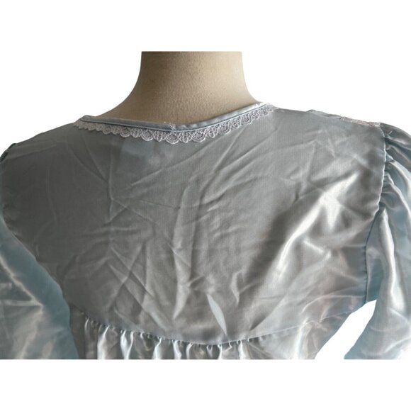 Vintage Silky Nightgown by Barbizon Sz Small Womens Baby Blue Floral Lace - Picture 15 of 16